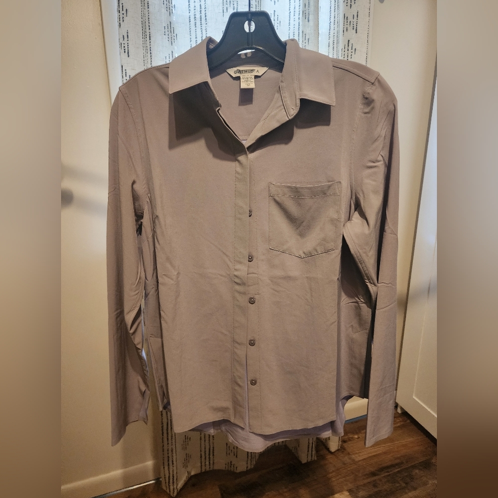 Athleta Dusty Purple/Gray Button-Up Shirt